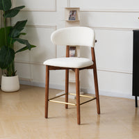 Modern Backrest Upholstered Bar Stool Set – Solid Wood Frame, Metal Footrest, 2-Pack Per Box