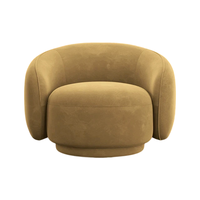 Modern Enveloping Single Sofa Chair – Cream White Velvet, Light Luxury Design for Living Room & Leisure Area