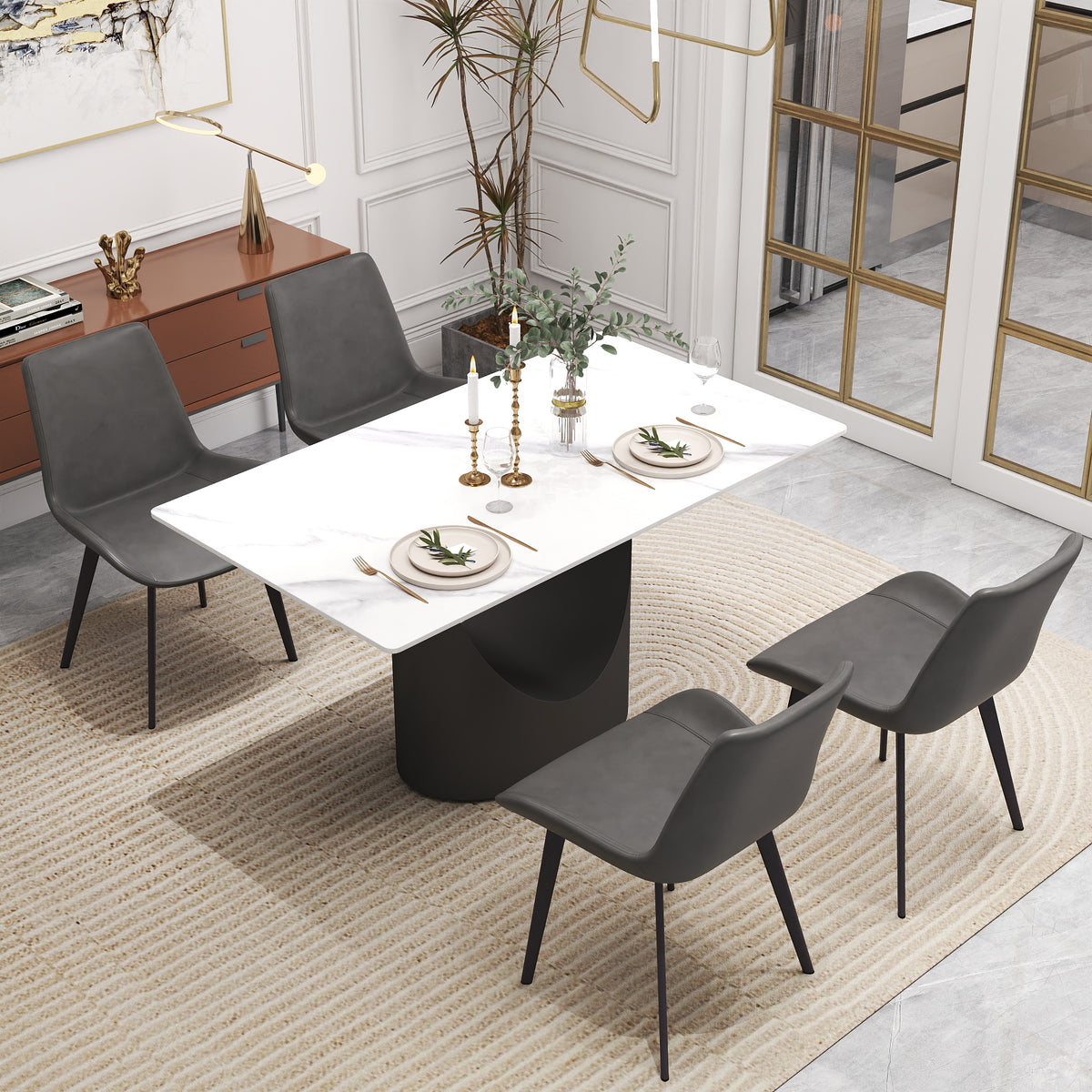 Modern Marble-Patterned Dining Table