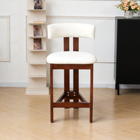Minimalist Upholstered Counter Bar Stool Set, Walnut Solid Wood Frame, 2-Pack Per Box