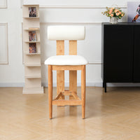 Minimalist Upholstered Counter Bar Stool Set, Solid Wood Frame, 2-Pack Per Box