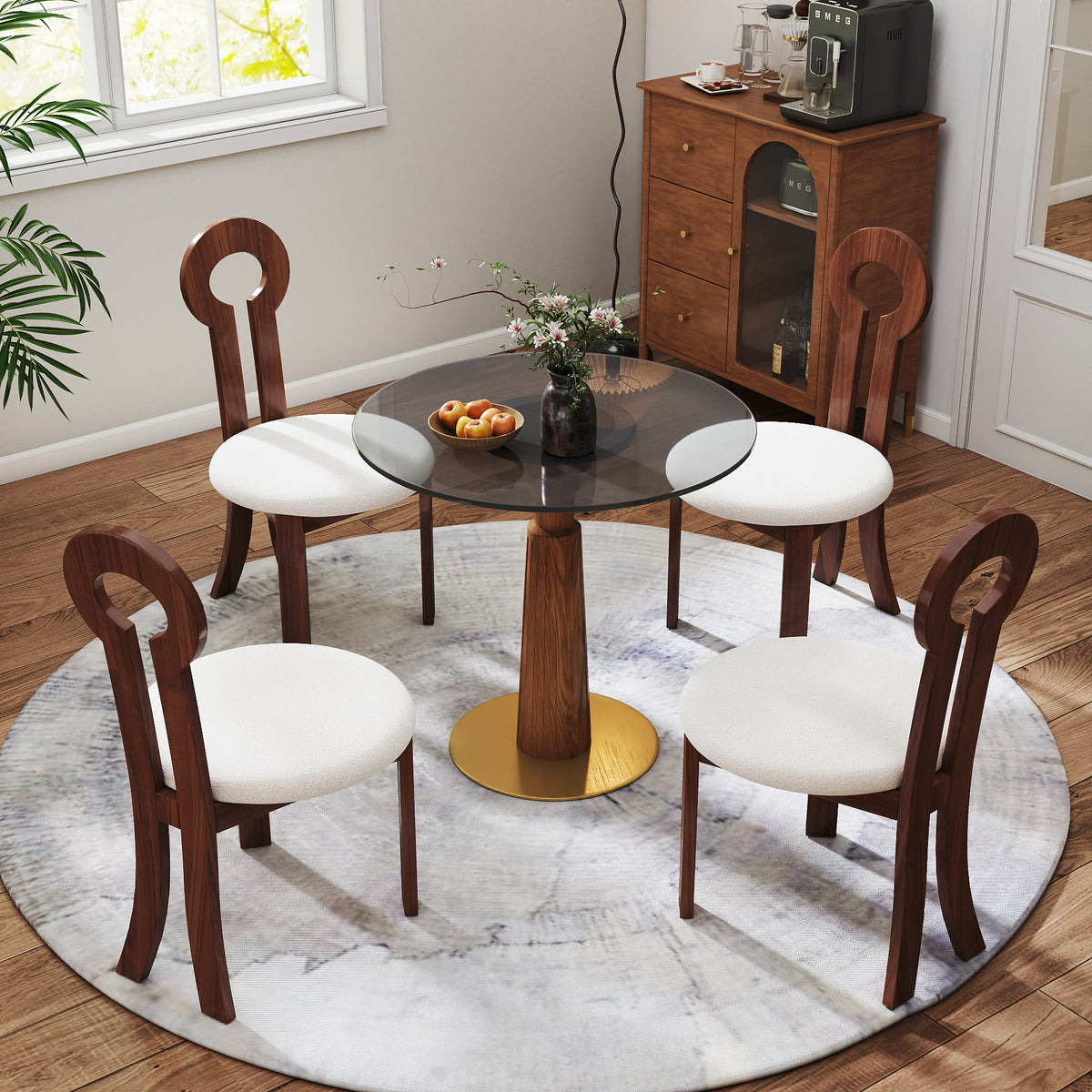 Solid Wood Conversation Table – Multi-Shape & Material Options + Column Base, Light Retro Leisure Table