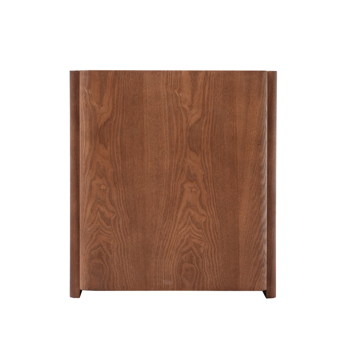 Curved 2-Drawer Solid Wood Nightstand – Modern Minimalist Bedside Table with Natural Grain