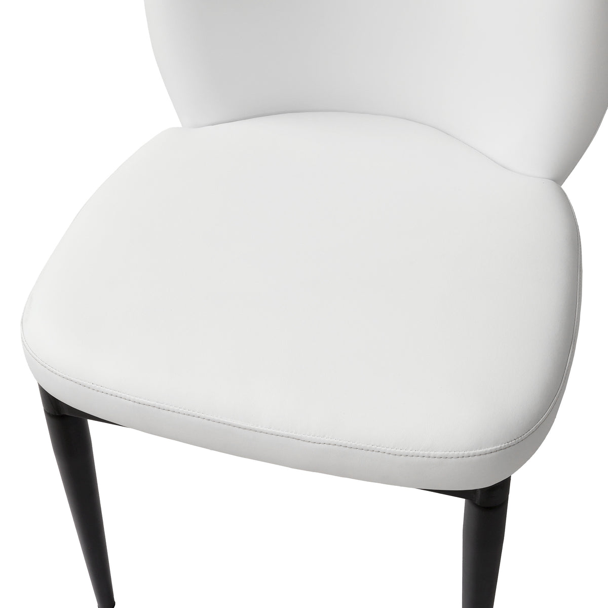 Vegan Leather Upholstered Dining Chairs, Black Carbon Steel Frame, 2/4 Pack Per Box Modern Arched Back Dining Side Chairs