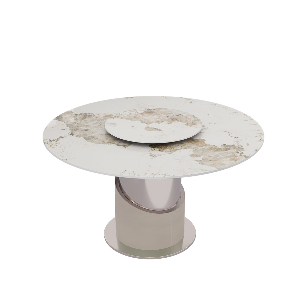 2 Sizes & 3 Colors Sintered Stone Dining Table Optional Rotating Tray Light Luxury Round Table Set for Home