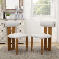 Modern Light Luxury Teddy Fabric Dining Chair Set of 2
