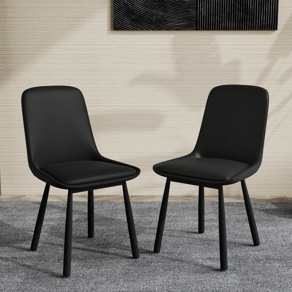 Modern Curved PU Leather Upholstered Dining Chair Set – 2 Color Options, 2-Pack Per Box