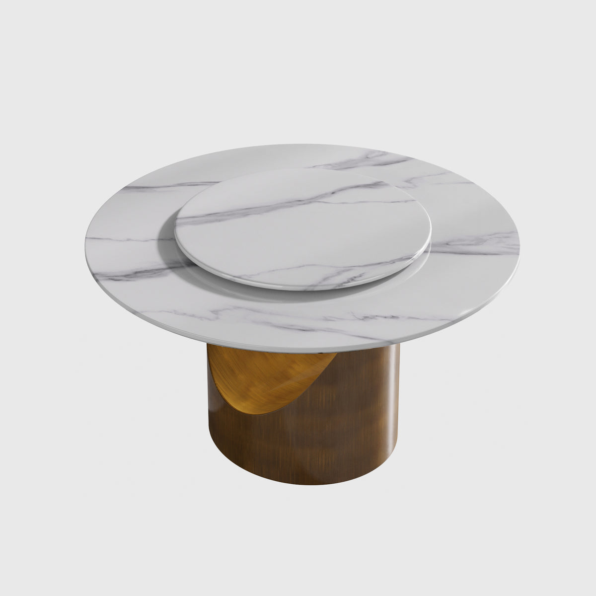 Modern Round MarbleDining Table with Turntable Painted Iron Leg for Dining Room