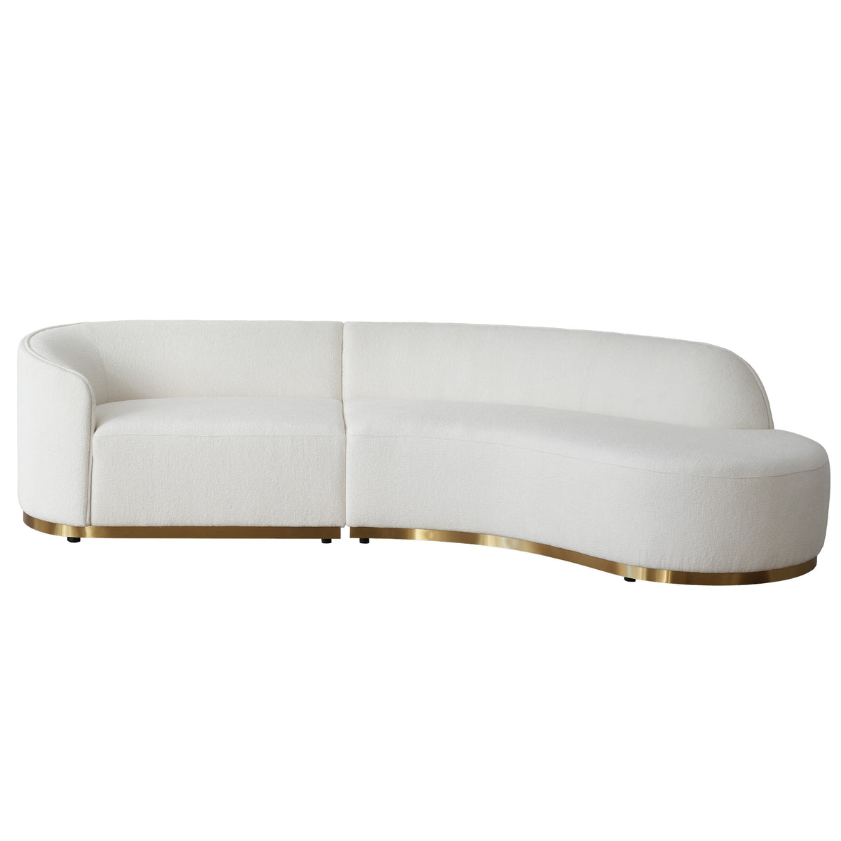 Contemporary Curved Couch in Sherpa Cover