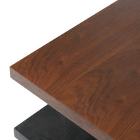 Walnut & Black Ash Square Coffee Table with Gold Accents