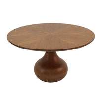 Round Wood Dining Table, Tulip Pedestal Dining Table with Starburst Veneer Tabletop