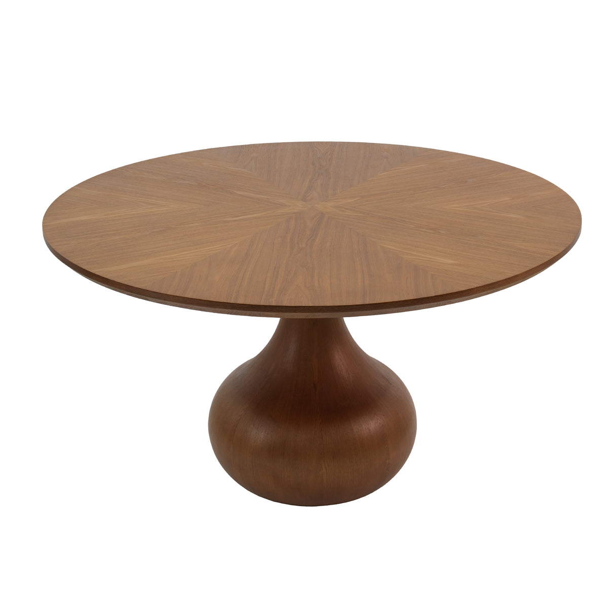 Round Wood Dining Table, Tulip Pedestal Dining Table with Starburst Veneer Tabletop