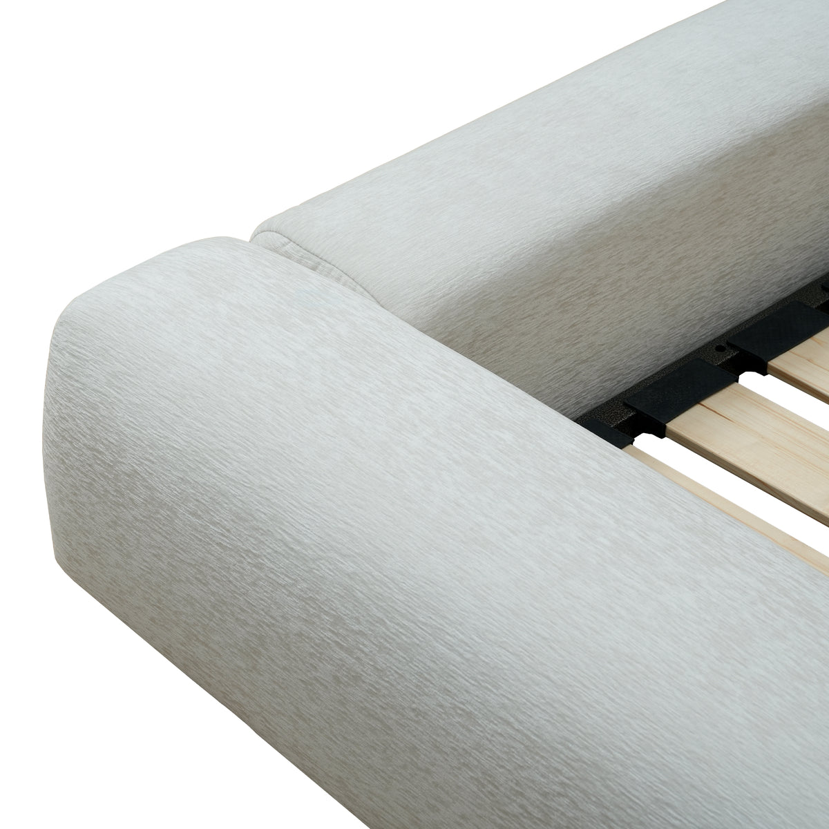 Vertical-Stripe Textured Upholstered Platform Bed with 4-Panel Headboard – Queen & King Size Options