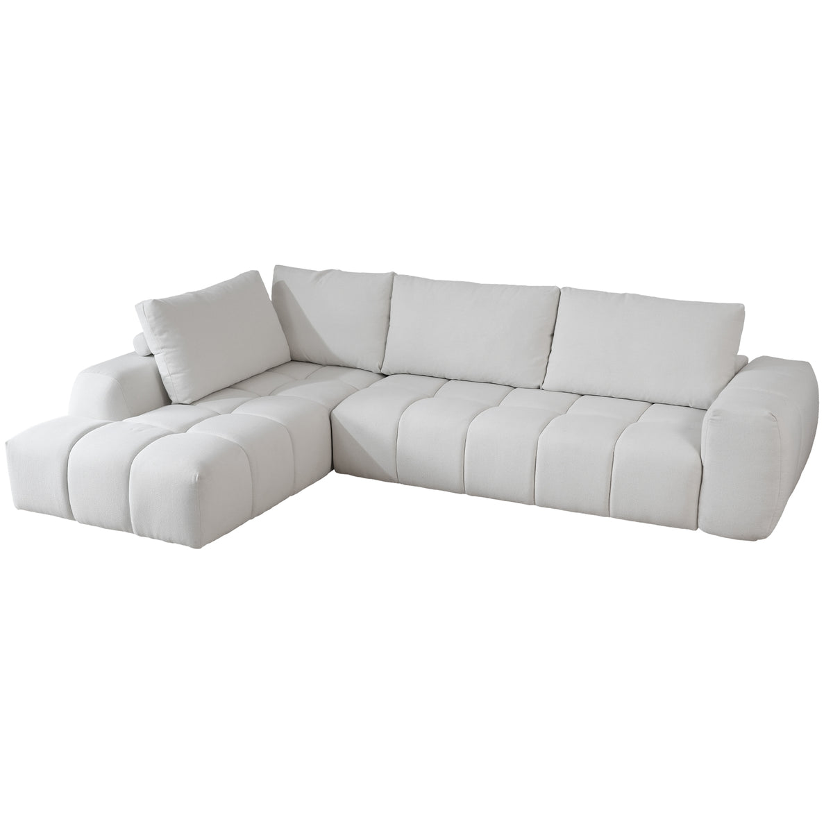 L-Shaped Sectional Sofa with Oversized Grid Cushions & Fixed Chaise