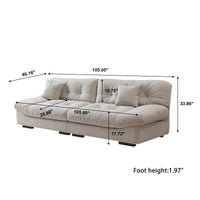 Extended Puff-Style Cushioned Modular Sofa – Soft Velvet Fabric + 3D Quilting, Retro Relaxed Vibe Living Room Sofa