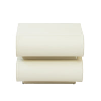 Cream Upholstered 2-Drawer Nightstand with Curved Handles – Modern Bedside Table