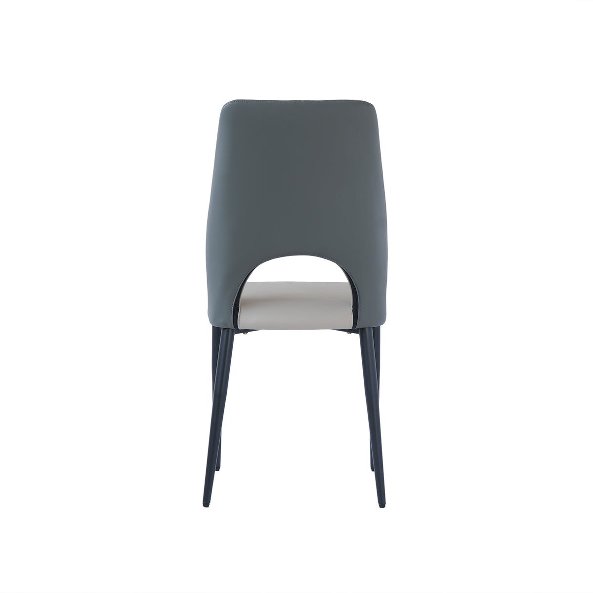 Modern Contrast Color Hollow Back Dining Chair Set of 2
