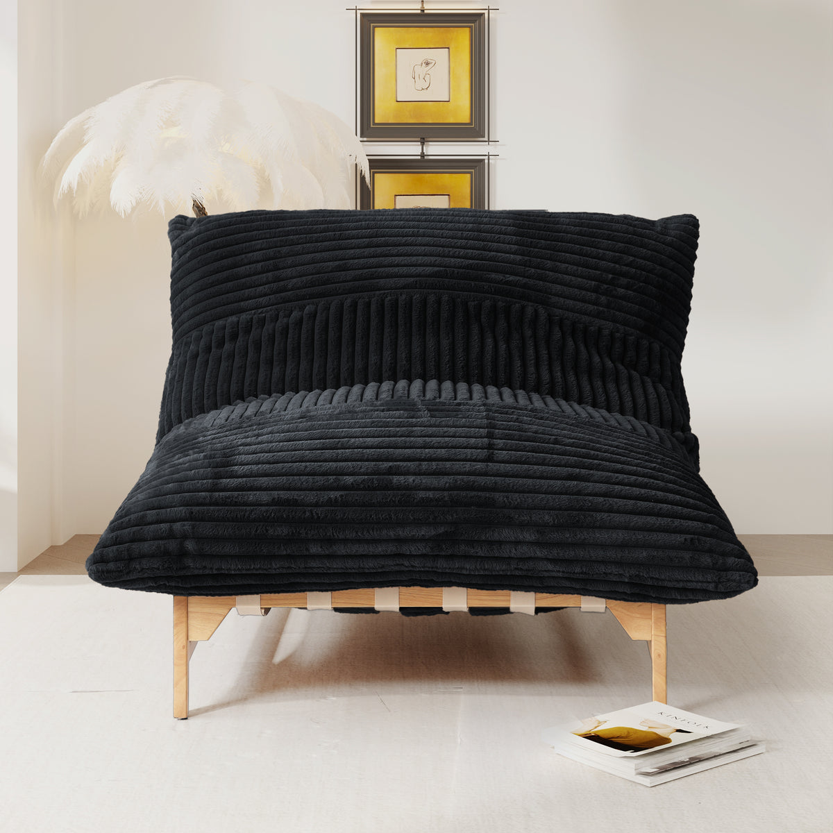 Leisure Lounge Chair – Corduroy Fabric, Solid Wood Frame for Living Room Corner/Bedroom Rest Area