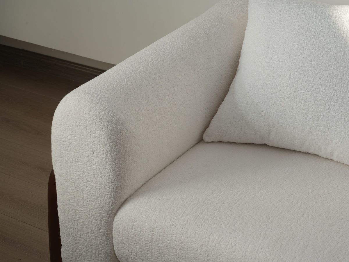 Artistic Sherpa Couch Sofa with Solid Wood Legs