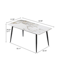 3 Sizes & 3 Colors Rectangular Dining Table – 2-Tone Tapered Metal Legs