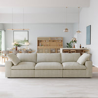 Sky Cloud Sectional Sofa | Pet-Friendly Cover 120-Inch Linen Sleepers 3-Seaters