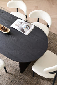 Curved Leg Oval Dining Table – 2 Color Options & 3 Sizes (Natural Wood/Black)