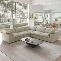 Sky Cloud Sectional Sofa | Washable Cover 120-Inch Linen Corner Sectionals 5-Seaters