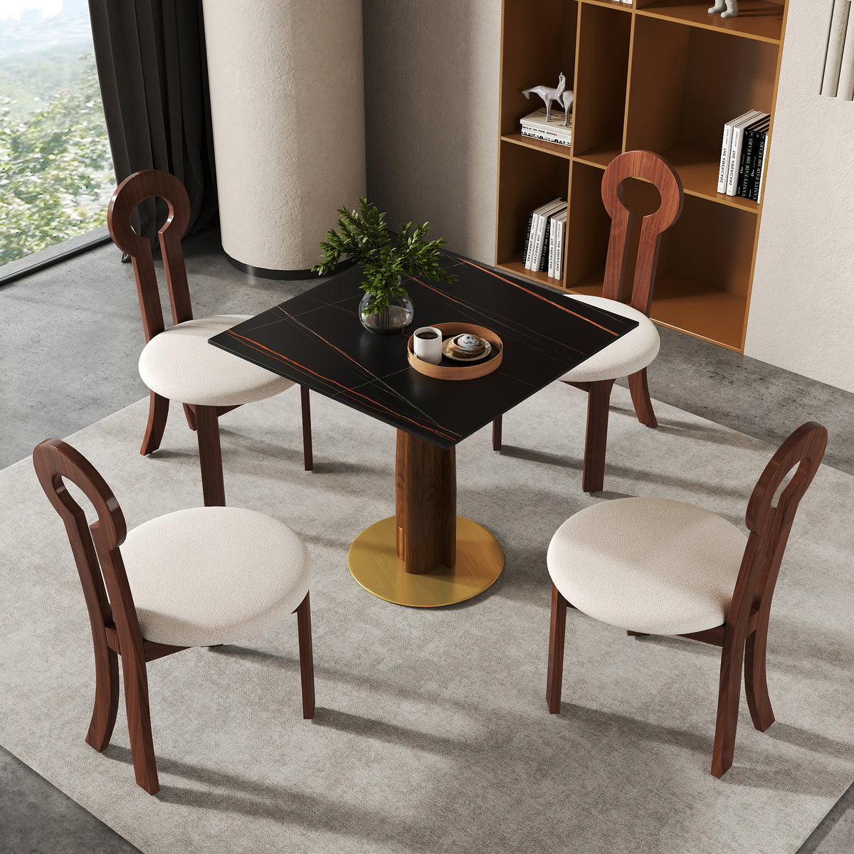Light Luxury Conversation Table – Multi-Shape & Material Options + Multi-Column Solid Wood Leg, Retro Luxury Leisure Table