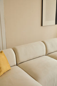 L-Shaped Sectional Sofa – Beige Cloud Sofa, Fixed Chaise Lounge, Oversized Deep Seat Couch