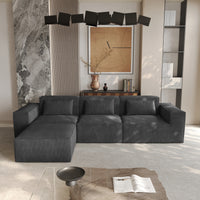 Compressible Modular Sectional Sofa – Cloud Velvet Fabric + Flexible Assembly, Minimalist Relaxed Vibe Living Room Sofa