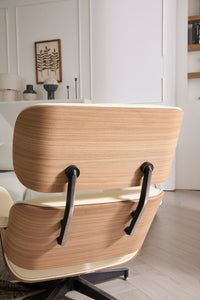 Modern Classic Leather Lounge Chair with Ottoman