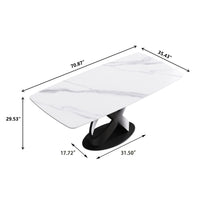 63/70.9inch Sizes & 3 Colors Rectangular Marble Dining Table – Gold/Black Carbon Steel X-Base