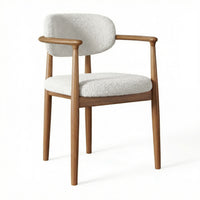 【LAS VEGAS MARKET EXHIBIT】 Walnut Wood Dining Armchair – Upholstered in Leather or Lambswool