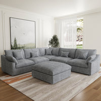 Modular Sofa – Multi-Color Chenille Fabric with Ottoman, Configurable Sectional for Living Room