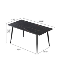 3 Sizes & 3 Colors Rectangular Dining Table – 2-Tone Tapered Metal Legs