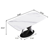 63/70.9inch Sizes & 3 Colors Rectangular Marble Dining Table – Gold/Black Carbon Steel X-Base
