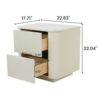 Fluted 2-Drawer Nightstand with Rounded Edges – Modern Minimalist Bedside Table