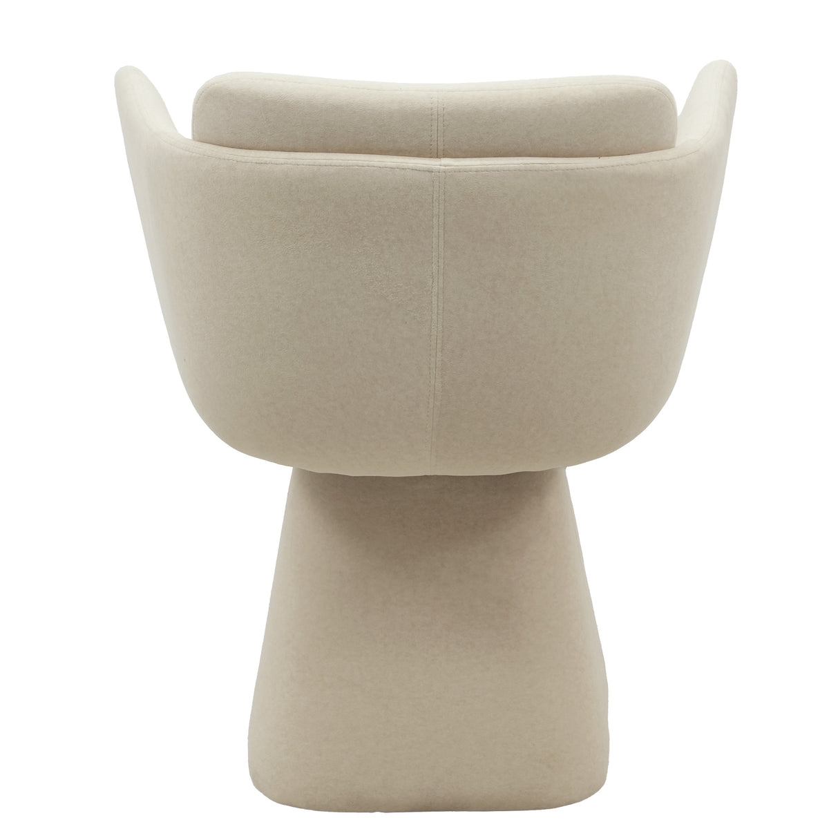 Rotatable Upholstered Dining Chair – Beige, Modern Accent Chair with Flared Pedestal Base