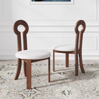 Vintage Wooden Hollow Back Dining Chair Set of 2 – Sherpa Cushion Artistic Design for Dining Room & Living Room