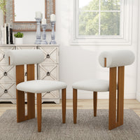 Modern Light Luxury Teddy Fabric Dining Chair Set of 2