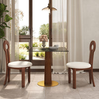 Light Luxury Conversation Table – Multi-Shape & Material Options + Column-Pattern Solid Wood Leg, Light Retro Leisure Table