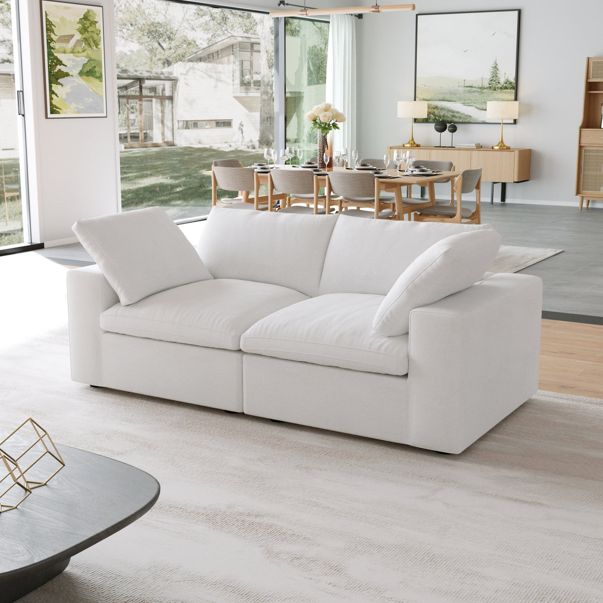 Sky Cloud Sectional Sofa | Modular Washable 80-Inch Linen Loveseats 2-Seaters