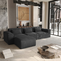 Compressible Modular Sectional Sofa – Cloud Velvet Fabric + Flexible Assembly, Minimalist Relaxed Vibe Living Room Sofa