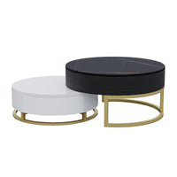 Lift-Top Nesting Coffee Table with Storage – 2 Tabletop Options (Black/White Sintered Stone)