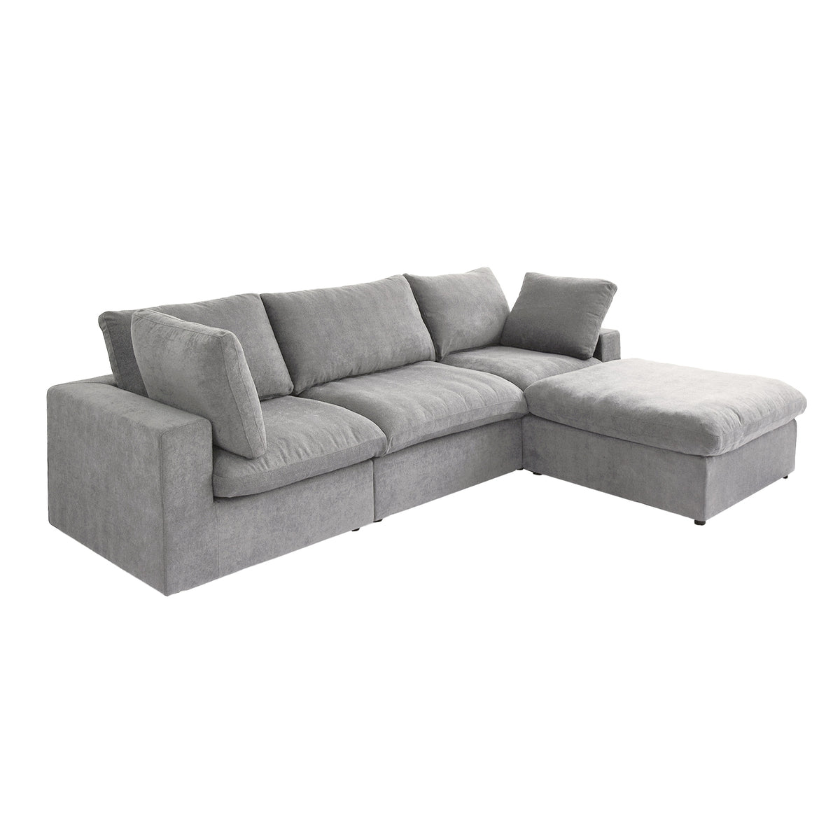 Enlarge the Product Image Button Sky Cloud Sectional Sofa | Washable Cover 120-Inch Linen L-Shaped Sectionals 4-Seaters