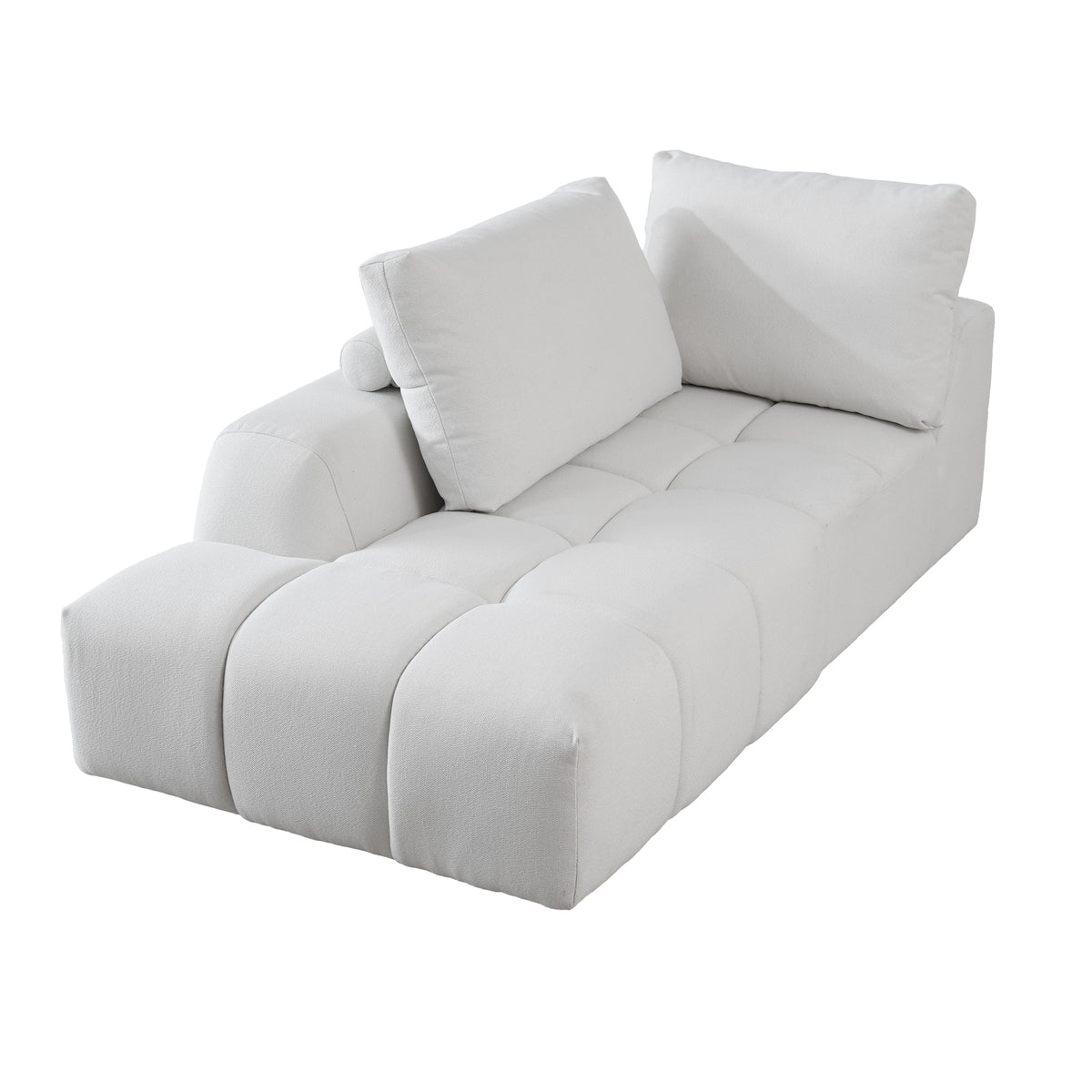 L-Shaped Sectional Sofa with Oversized Grid Cushions & Fixed Chaise