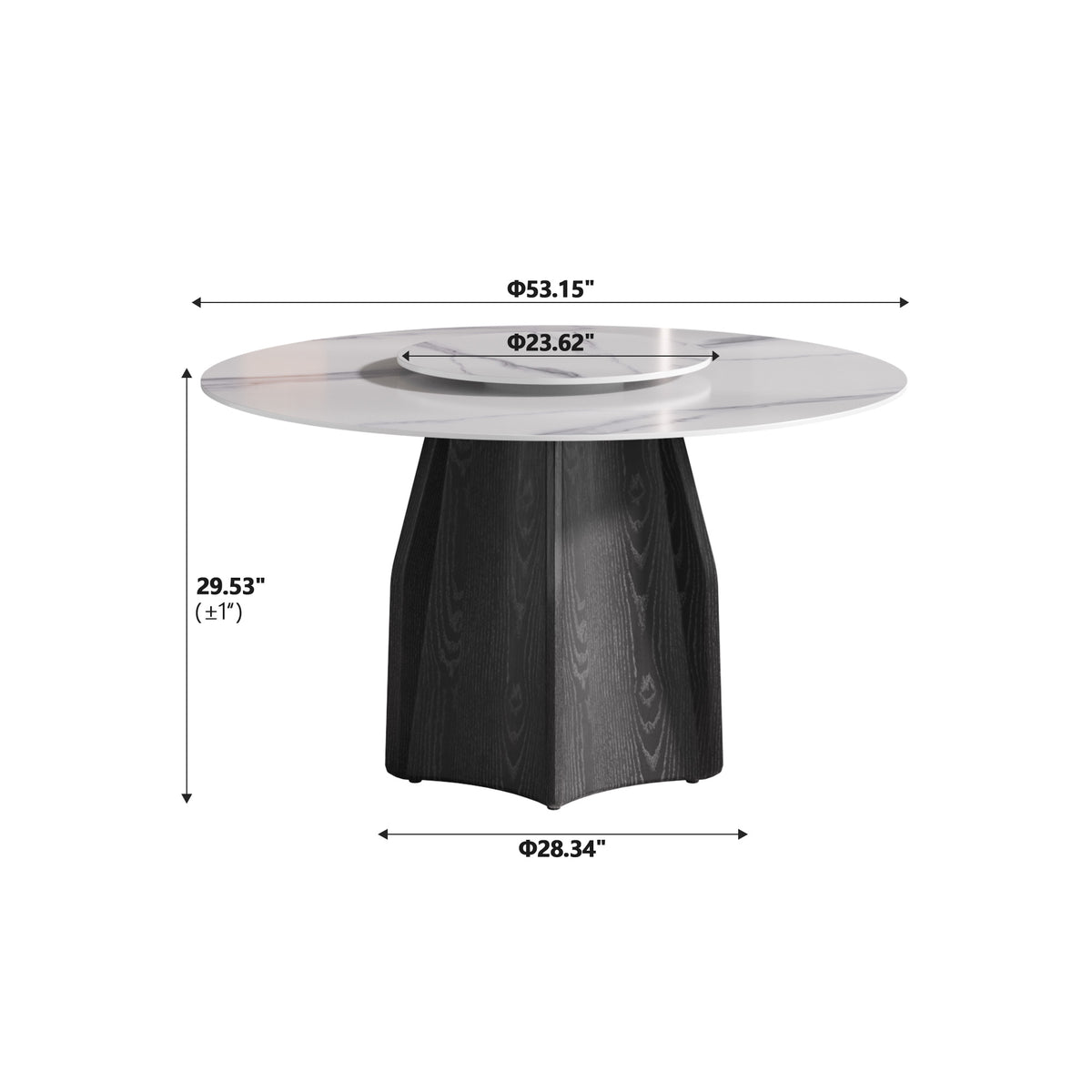 2 Sizes, 3 Tabletop Colors & 2 Leg Colors Round Dining Table – Optional Rotating Lazy Susan