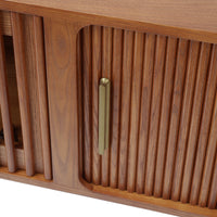 Mid-Century Slatted Wood TV Stand
