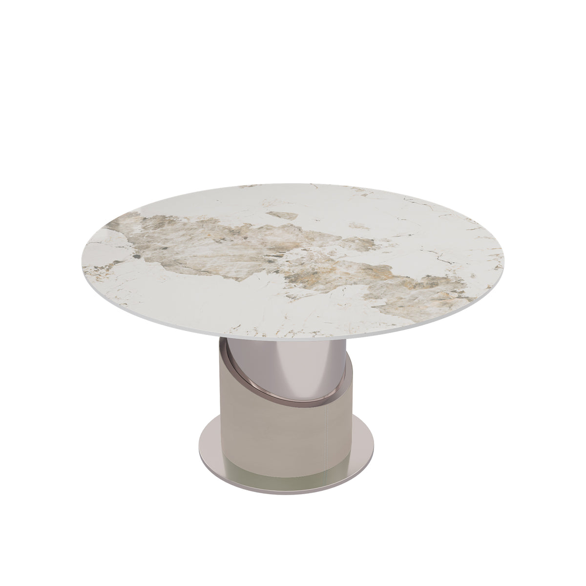 2 Sizes & 3 Colors Sintered Stone Dining Table Optional Rotating Tray Light Luxury Round Table Set for Home