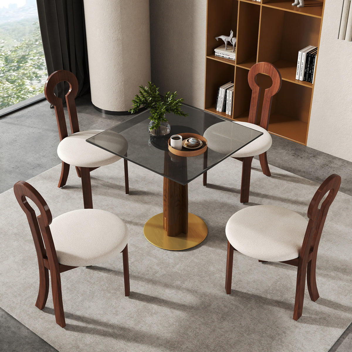 Light Luxury Conversation Table – Multi-Shape & Material Options + Multi-Column Solid Wood Leg, Retro Luxury Leisure Table